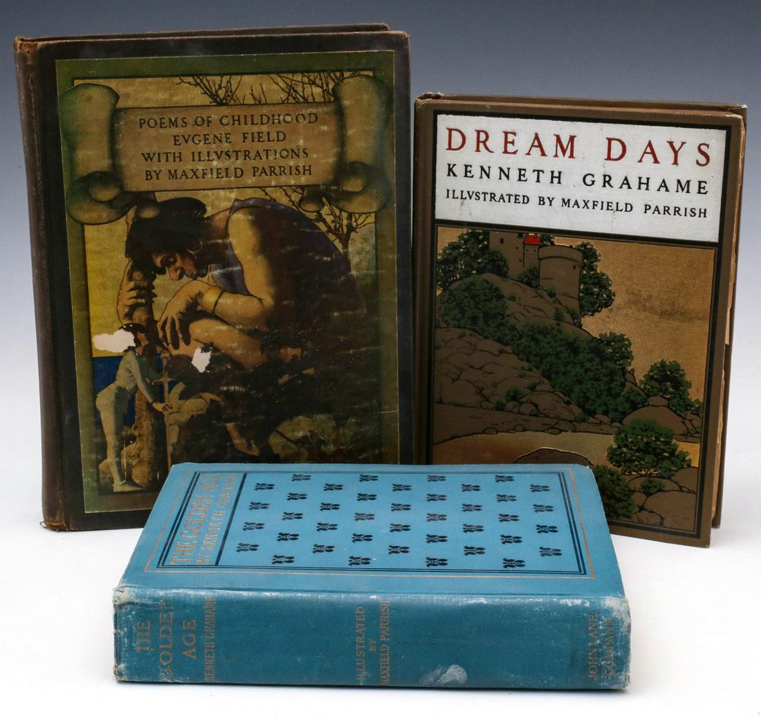 THREE MAXFIELD PARRISH ILLUSTRATED CHILDREN'S BOOKS: Maxfield Parrish (1870-1966) Three children's books illustrated by Maxfield Parrish:. 1) Kenneth Grahame, 'Dream Days,' John Lane The Bodley Head, London and New York, 1902. 2) Kenneth Grahame, 'The G