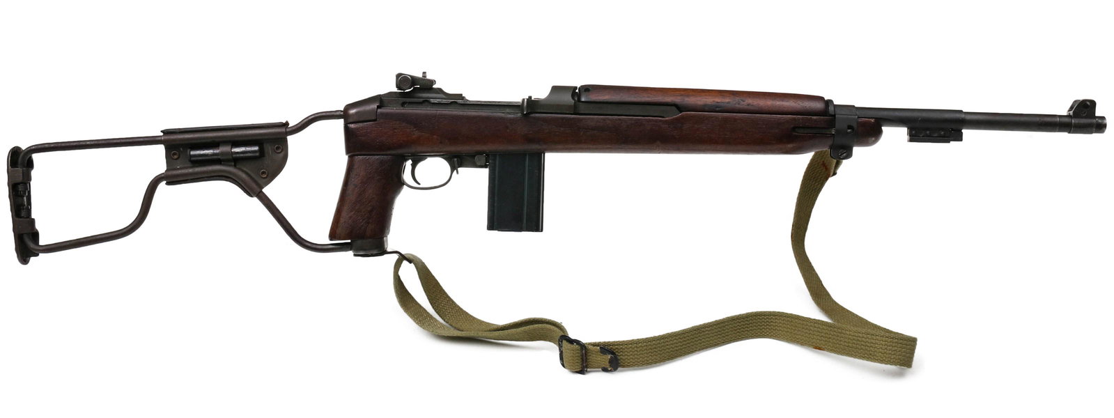 WWII INLAND DIVISION US M1 PARATROOPER CARBINE: Inland Mfg. Div., General Motors Paratrooper Carbine M1-A1 (serial #:InlandDiv 5398436) The Paratrooper Carbine with barrel mark of Inland Mfg. Div. General Motors 7-44, magazine, sling and oiler. Ver