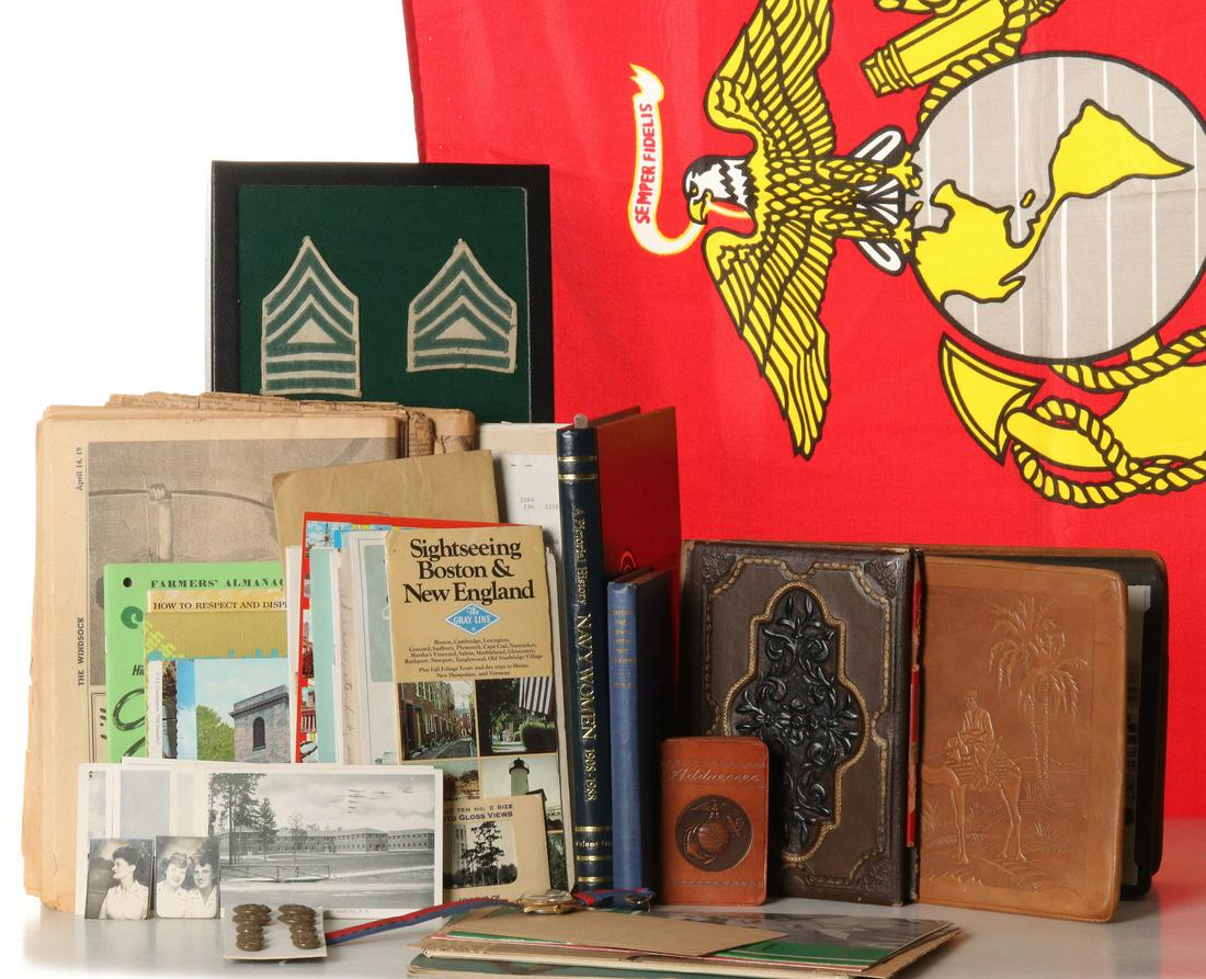 WWII STAFF SGT ELIZABETH J. HARRIS GROUPING: Worn by Elizabeth J. Harris, #758551-C, July 1943, USMCR. Last female discharged from USMC Air Station, El Toro, Cal., August 1946. 2nd Grade Staff Sgt. All veteran attributions and histories have bee