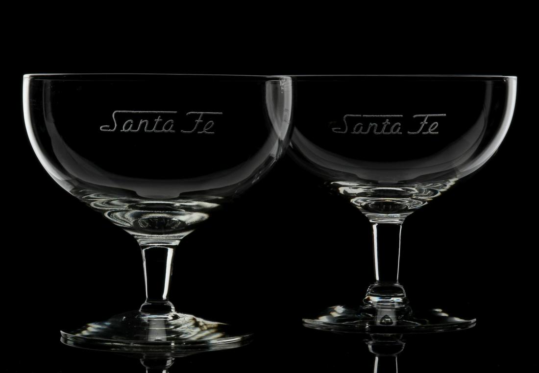 A PAIR OF SANTA FE ETCHED SCRIPT COCKTAIL GLASSES (1 of 5)