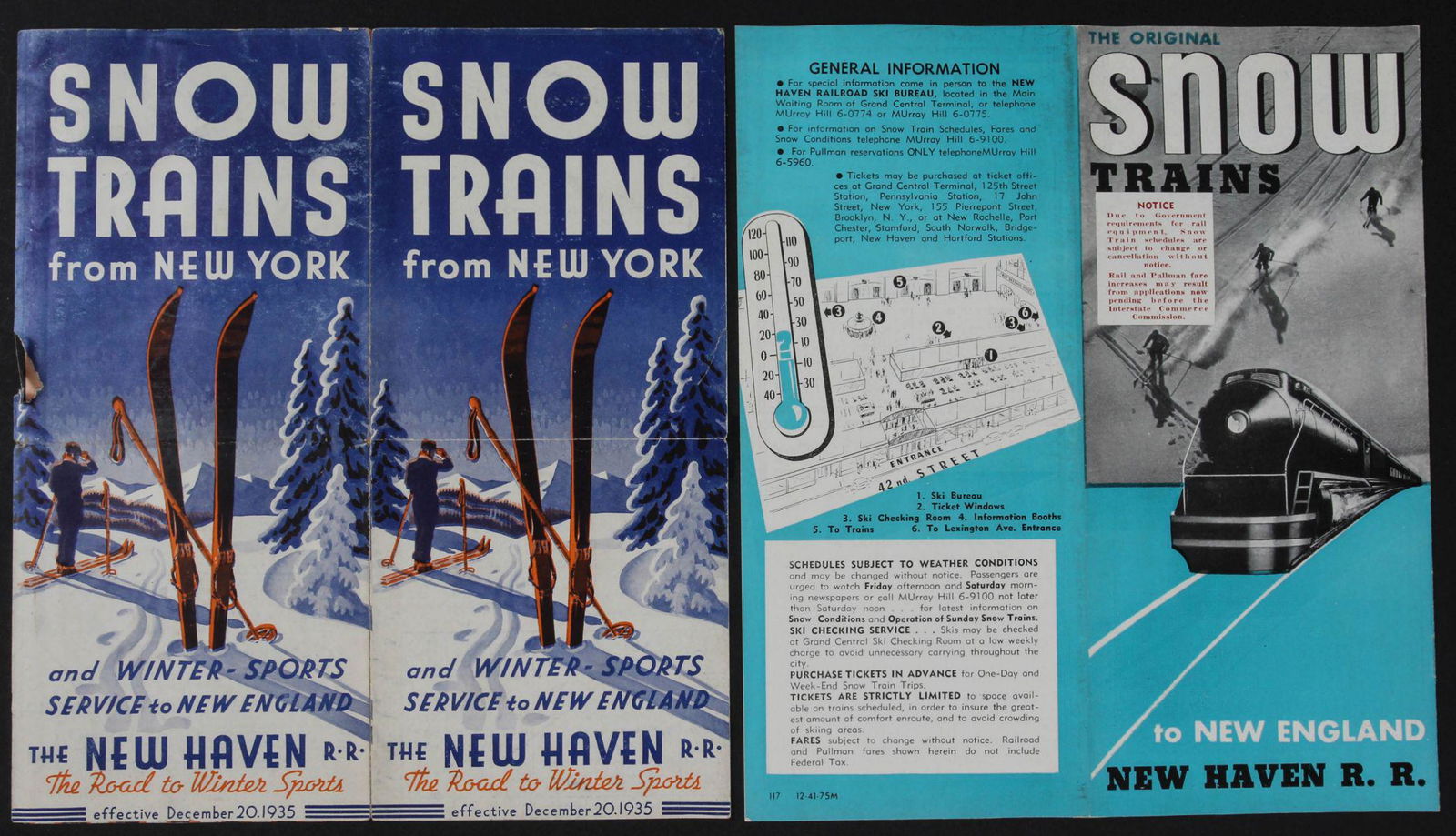 NEW HAVEN RAILROAD SNOW TRAIN SKI BROCHURES C 1930s (1 of 8)