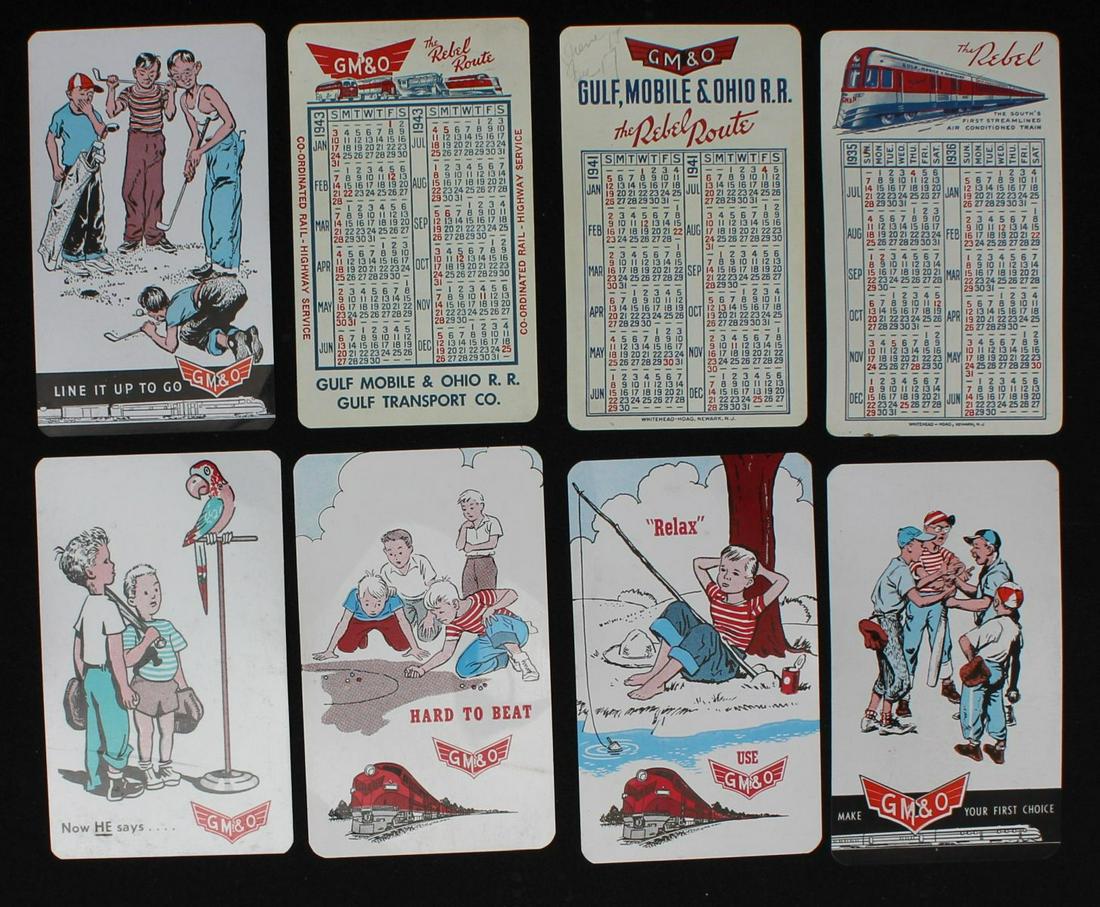 A COLLECTION OF GULF, MOBILE & OHIO POCKET CALENDARS: Twenty-two pocket calendars 1940s to 1970s. We happily provide seamless in-house packing and shipping services on nearly everything we sell.
