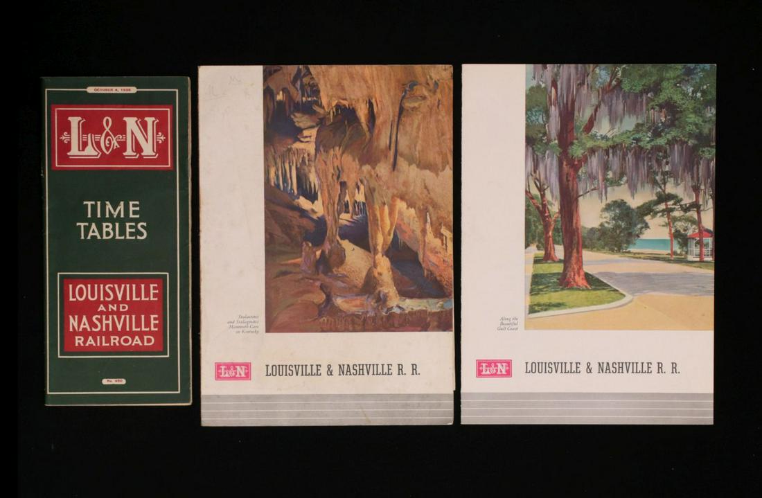 A COLLECTION OF LOUISVILLE AND NASHVILLE RR EPHEMERA: Seven items include brochures, menus and time tables. We happily provide seamless in-house packing and shipping services on nearly everything we sell.