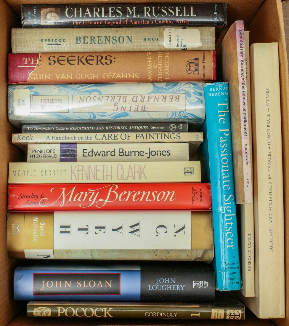 ARTISTS, CLASSIC LITERATURE, CHURCHILL: Book titles as shown. WE STRONGLY SUGGEST LOCAL PICK-UP OR DELIVERY. Shipping will cost at least $180 per lot. We will not split lots or do any shipping acrobatics as we do on higher-valued lots. Each