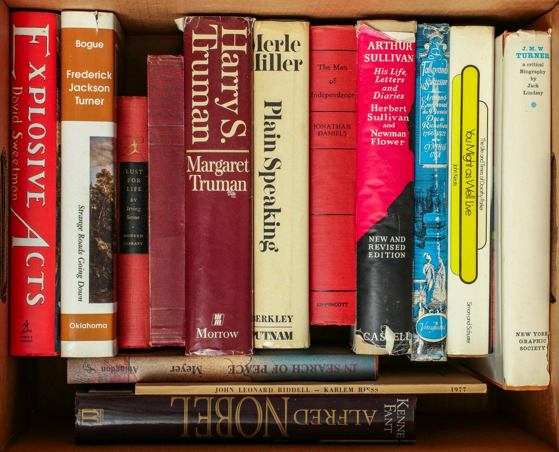 BIOGRAPHIES, HERALDRY, RELIGION, LIBRARIES: Book titles as shown. WE STRONGLY SUGGEST LOCAL PICK-UP OR DELIVERY. Shipping will cost at least $180 per lot. We will not split lots or do any shipping acrobatics as we do on higher-valued lots. Each