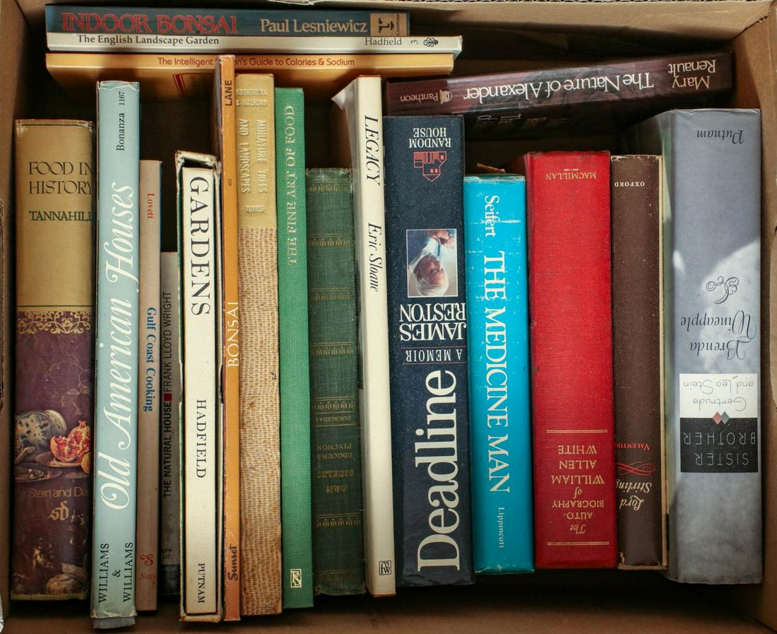 GARDENS, BIOGRAPHIES, FINE ART: Book titles as shown. WE STRONGLY SUGGEST LOCAL PICK-UP OR DELIVERY. Shipping will cost at least $180 per lot. We will not split lots or do any shipping acrobatics as we do on higher-valued lots. Each