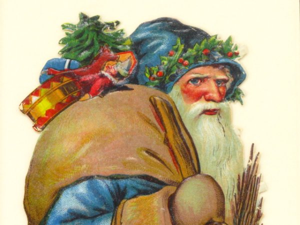 SANTA CLAUS LITHOGRAPH, DIE-CUT, EMBOSSED
