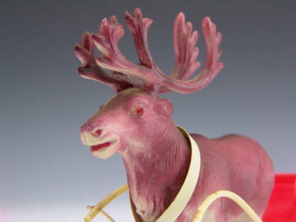 VINTAGE CELLULOID SANTA & SLED REINDEER - 5