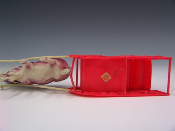 VINTAGE CELLULOID SANTA & SLED REINDEER - 6