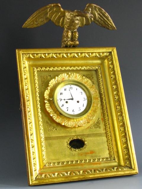 FINE FRENCH GILT PICTURE FRAME CLOCK, 19TH C.