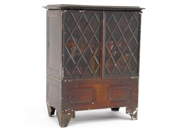 ENGLISH FIGURAL BISCUIT TIN CHINA CABINET