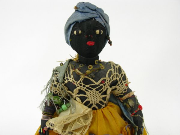 CLOTH DOLL BLACK LADY IN NATIVE DRESS