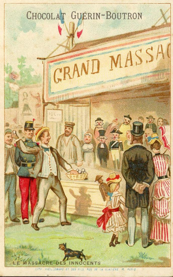 A COLLECTION OF SHOOTING GALLERY RELATED EPHEMERA: Five items include a French trade card, two illustrated postcards circa 1910, a Mont Alto Park Shooting Gallery trade card and 'Dutch's Shooting Gallery' book of matches. Measure from 5.5 x 3.5 to 2 x