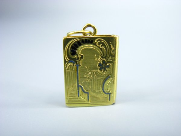 A BOOK FORM 18K GOLD VINAIGRETTE W ENAMEL - 2