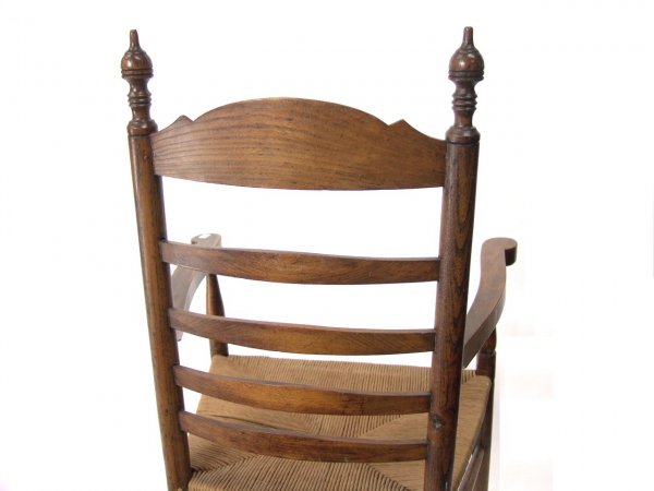 EARLY WALNUT LADDER BACK ARM CHAIR - 4