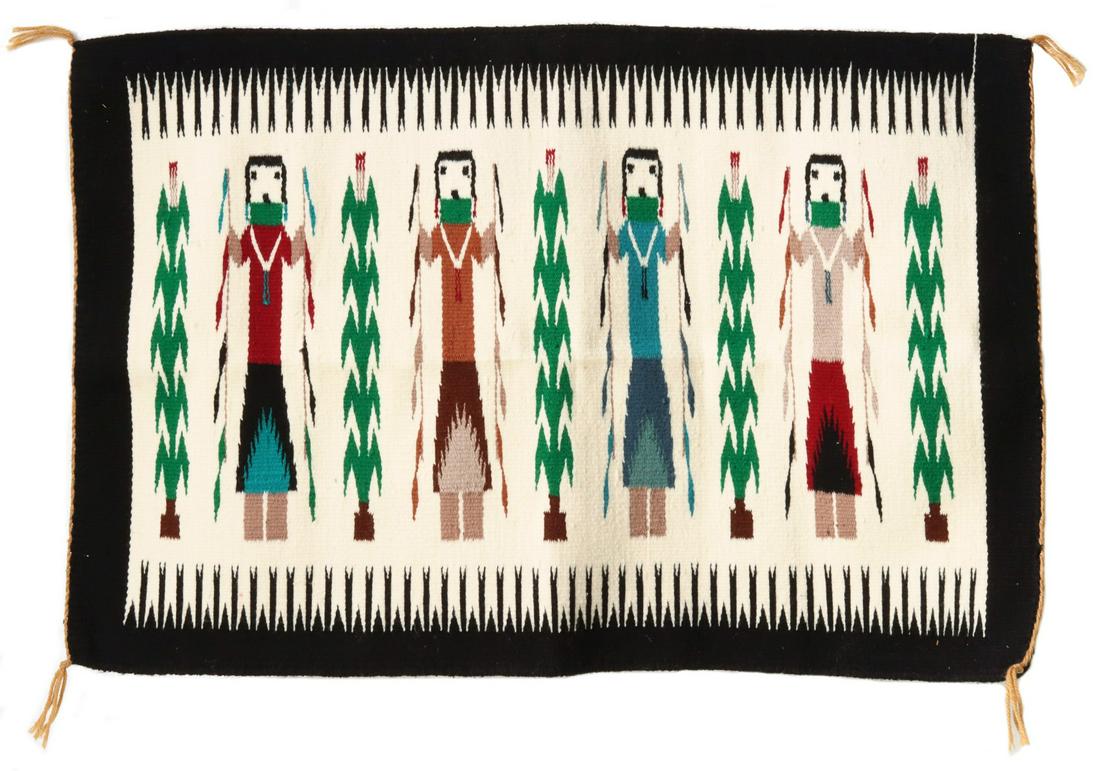 A LATE 20TH C. TWELVE COLOR NAVAJO RUG WITH YEI FIGURES (1 of 11)