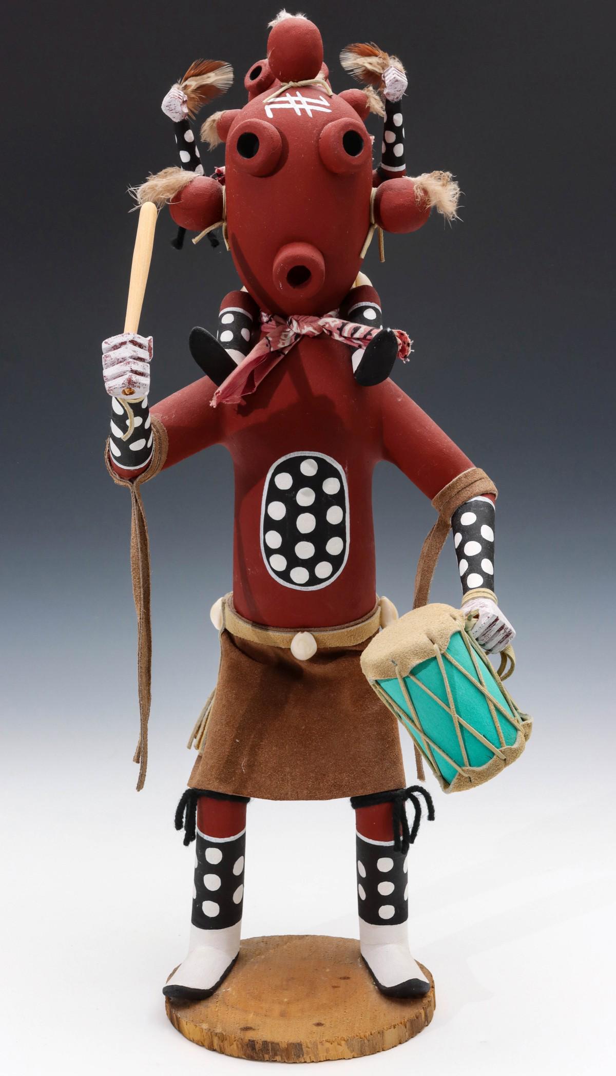 A LARGE NAVAJO MUDHEAD KACHINA BY JAMES BENALLY (1 of 9)