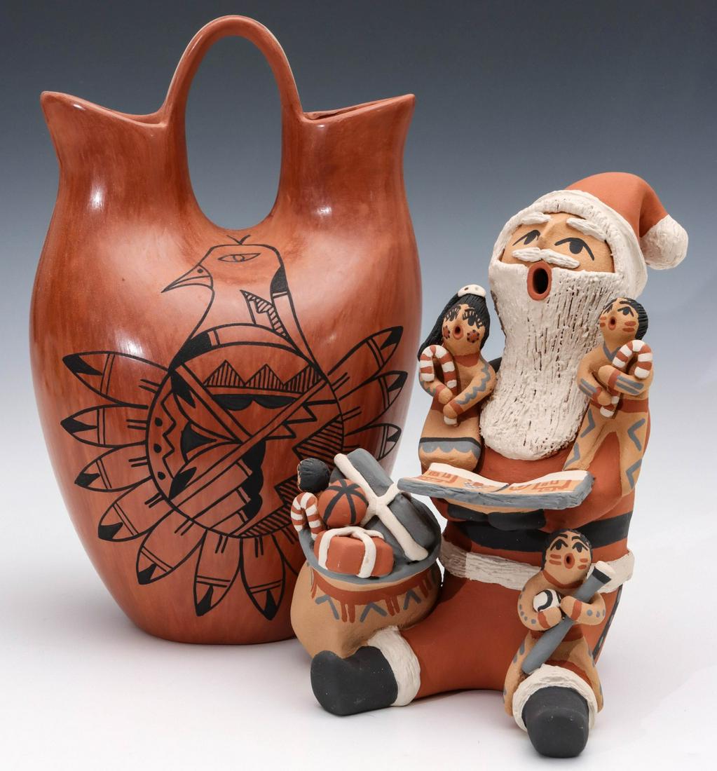 JEMEZ PUEBLO POTTERY VASE AND SANTA STORYTELLER (1 of 8)
