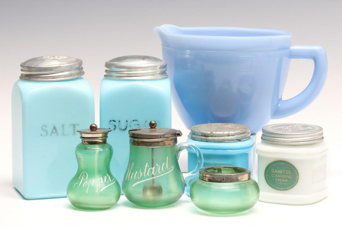 BLUE JADEITE, HOOSIER CABINET JARS AND OTHER GLASSWARE (1 of 13)