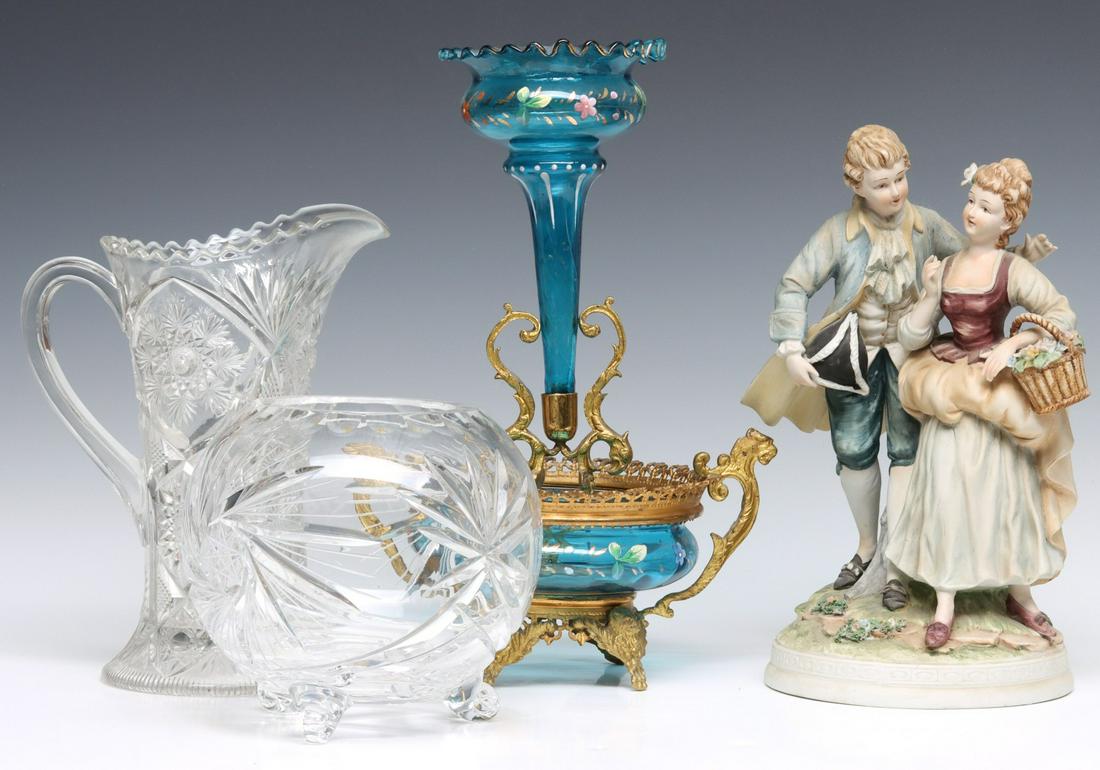 AN ENAMELED VICTORIAN ART GLASS ONE-LILY EPERGNE (1 of 11)