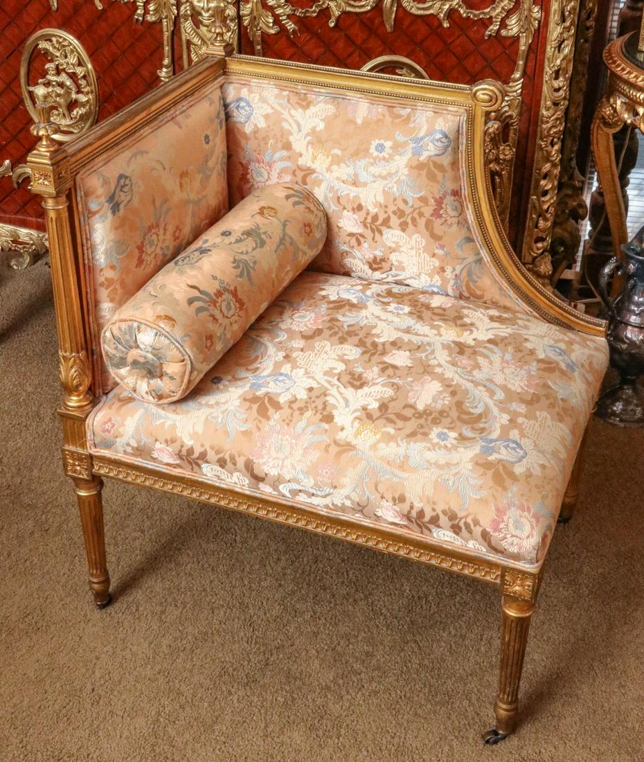 A LATE 20TH CENTURY LOUIS XVI STYLE CORNER BUSTLE CHAIR (1 of 8)