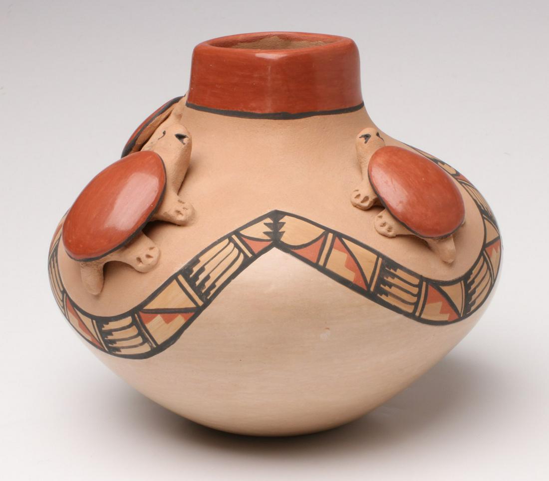 MARIE ROMERO (1927-2007) JEMEZ POTTERY JAR WITH TURTLES (1 of 10)