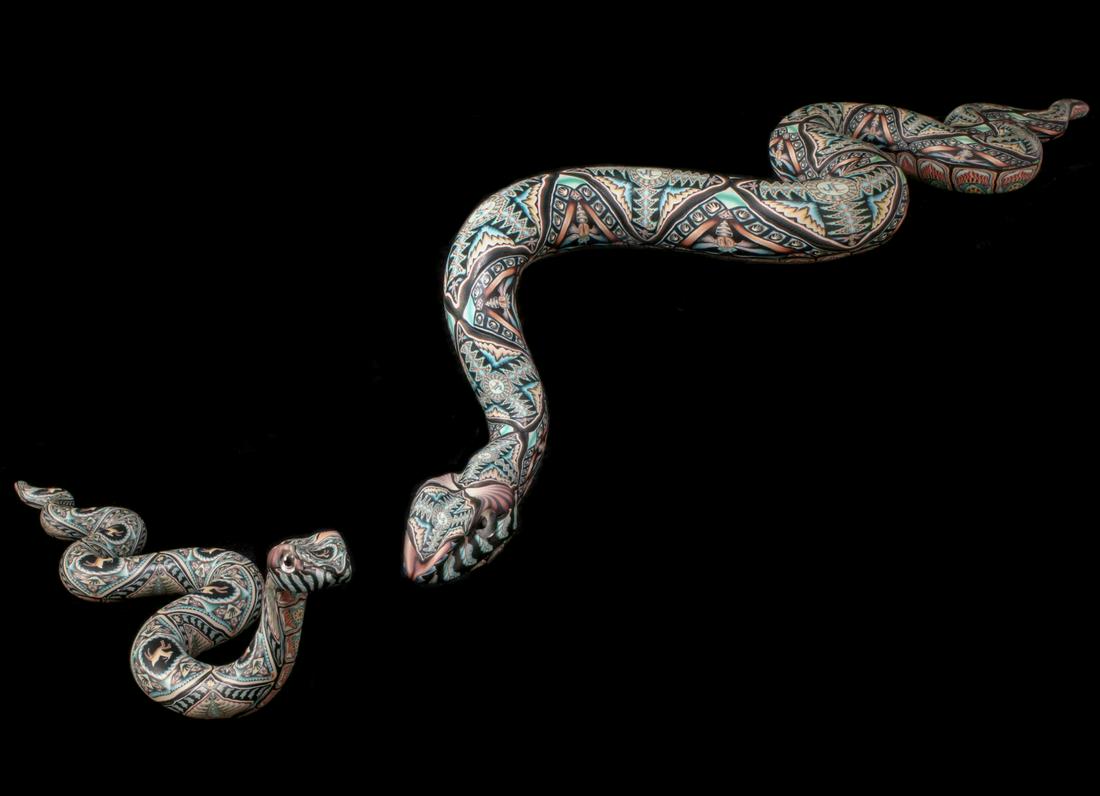 A PAIR OF ARTISAN-SCULPTED POLYMER CLAY SNAKES (1 of 15)