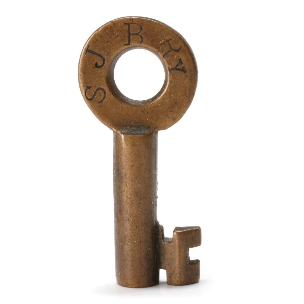A RARE SWITCH KEY FOR ST. JOSEPH BELT RAILWAY: Stamped 'SJB Ry,' signed Wilson Bohannan, Brooklyn, N.Y. on the back. We happily provide seamless in-house packing and shipping services on nearly everything we sell.