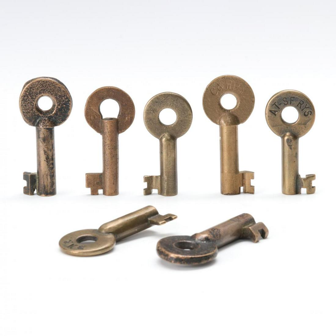 SEVEN BRASS RAILROAD SWITCH AND OTHER KEYS VARIOUS (1 of 13)