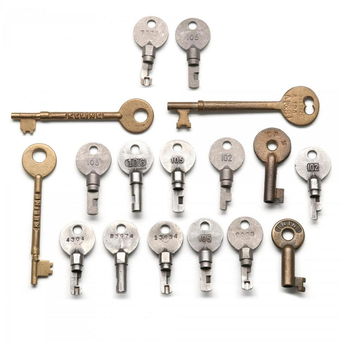 A GROUP OF RAILROAD DOOR AND LOCK KEYS (1 of 12)