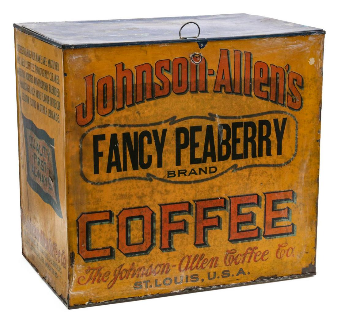 A 'FANCY PEABERRY' ADVERTISING COFFEE BIN (1 of 9)