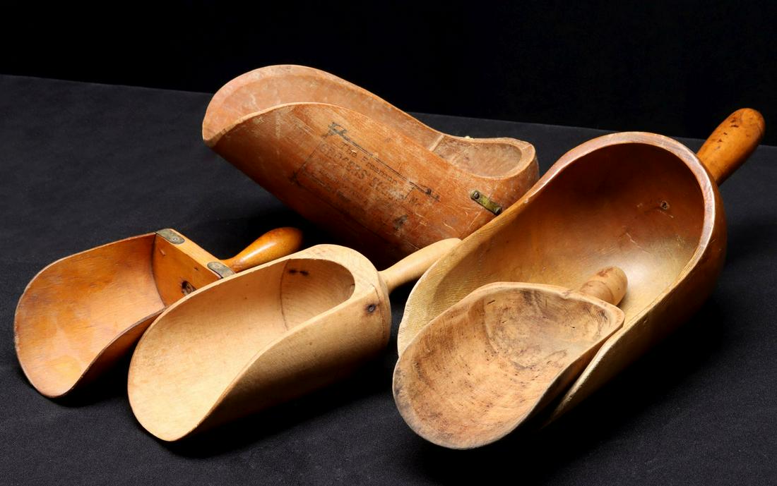 THE FREEMAN GROCER'S ONE PIECE WOOD SCOOP + FOUR OTHERS (1 of 5)