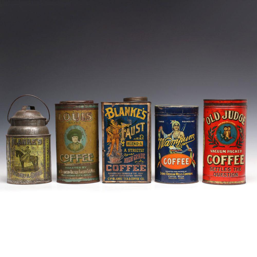 A COLLECTION OF ANTIQUE COFFEE ADVERTISING TINS (1 of 15)