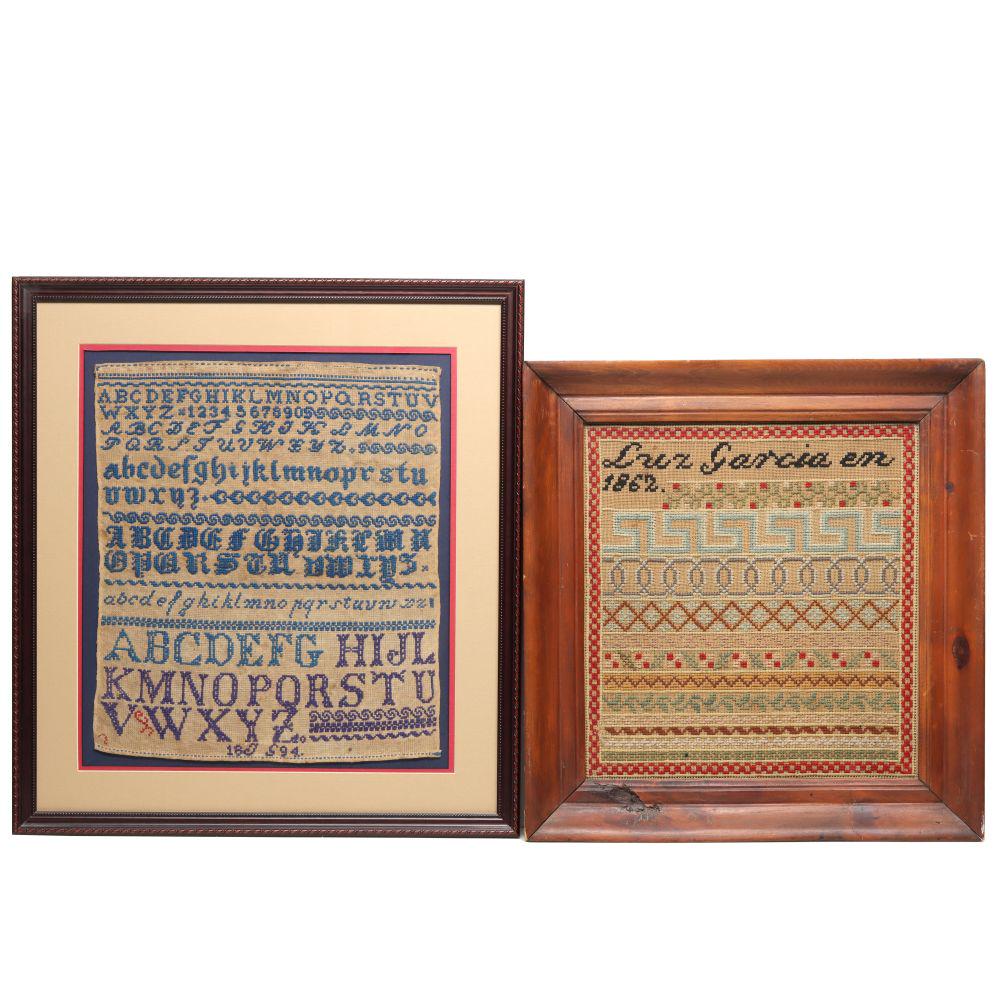 TWO 19TH CENTURY CROSS STITCH SAMPLERS (1 of 13)