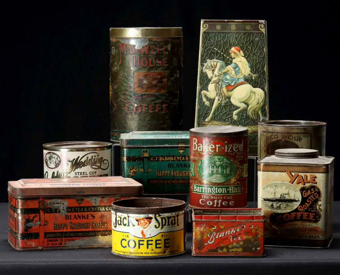 A COLLECTION OF COFFEE ADVERTISING TINS (1 of 4)