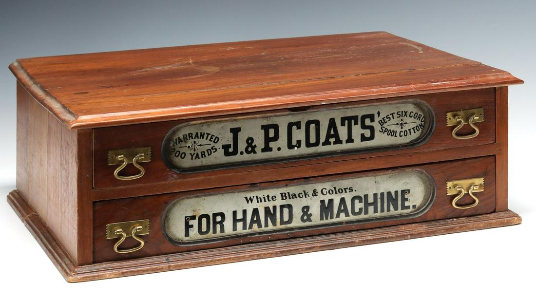 A J.&P. COATS' TWO-DRAWER ADVERTISING SPOOL CABINET (1 of 10)