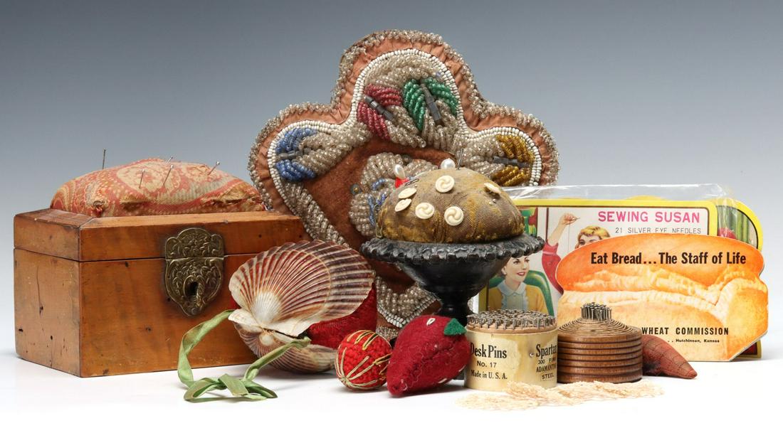 IROQUOIS INDIAN AND OTHER ANTIQUE SEWING COLLECTIBLES (1 of 12)
