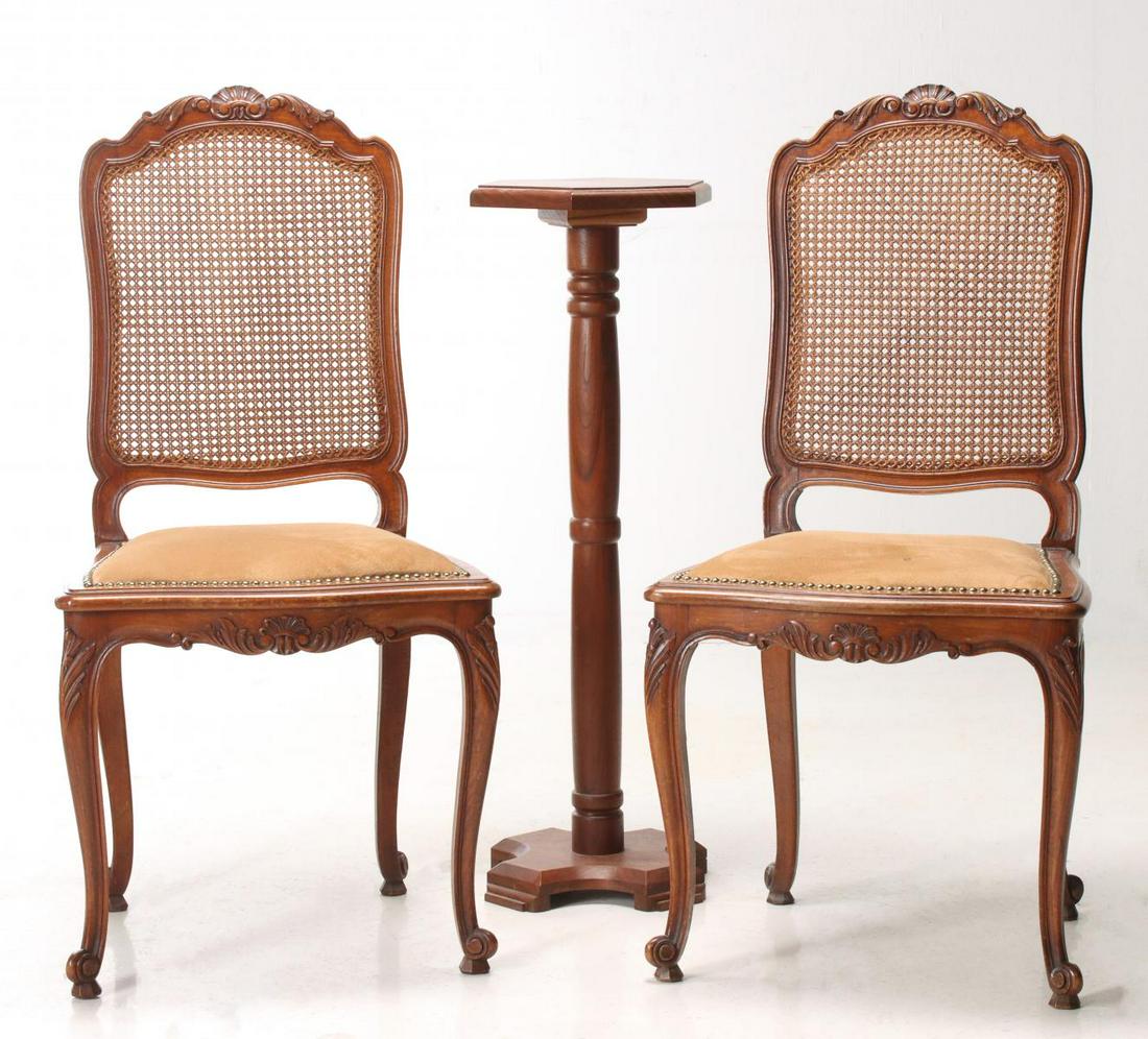 TWO 20TH CENTURY COUNTRY FRENCH CANE BACK CHAIRS (1 of 7)