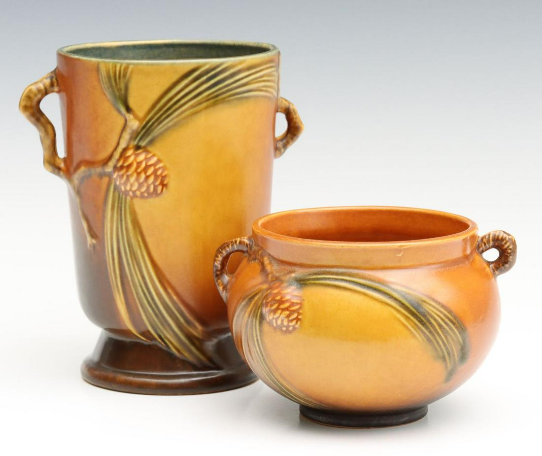 ROSEVILLE PINE CONE PATTERN ART POTTERY VASES (1 of 12)