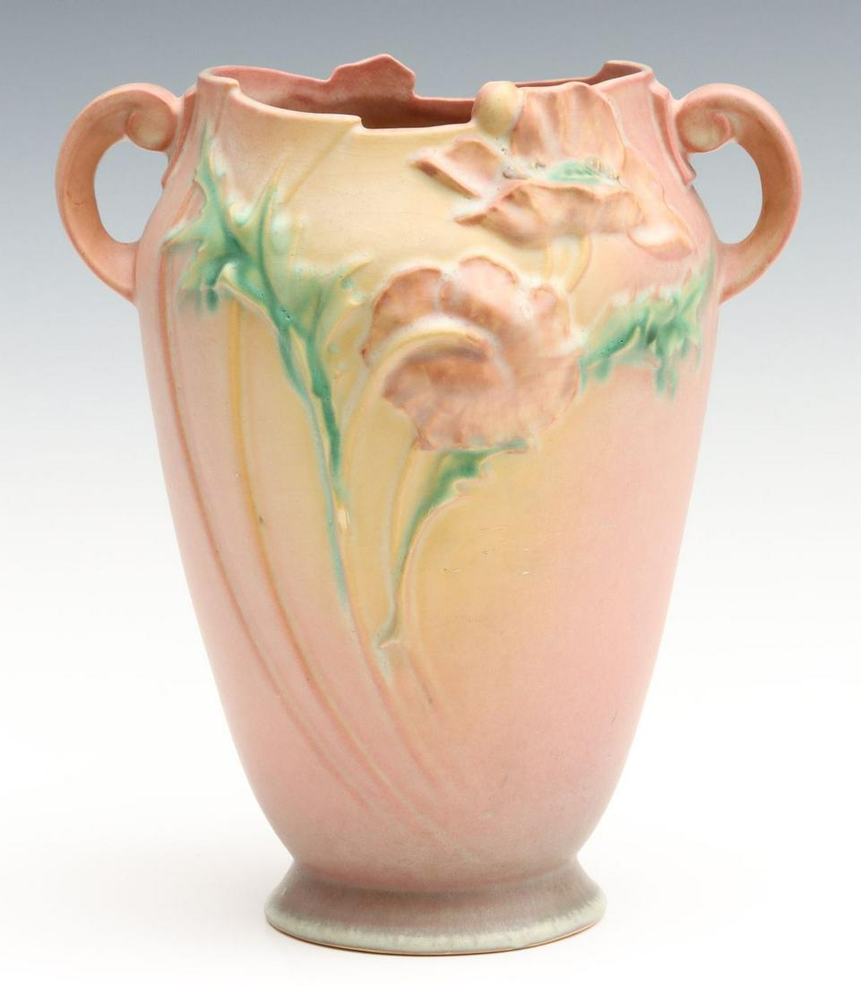 A ROSEVILLE POPPY PATTERN ART POTTERY VASE (1 of 13)
