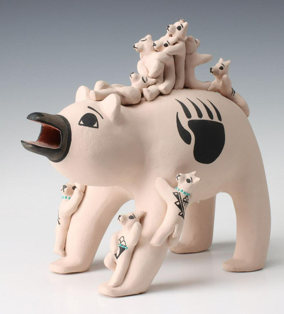 A LARGE EDWIN HERRERA COCHITA POTTERY STORYTELLER BEAR (1 of 14)