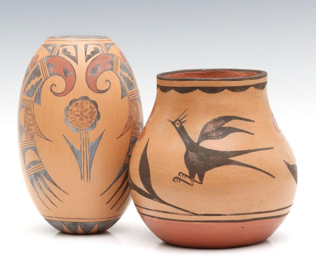 LATE 20TH C. HOPI TEWA AND ZIA POTTERY VASE AND BOWL (1 of 14)