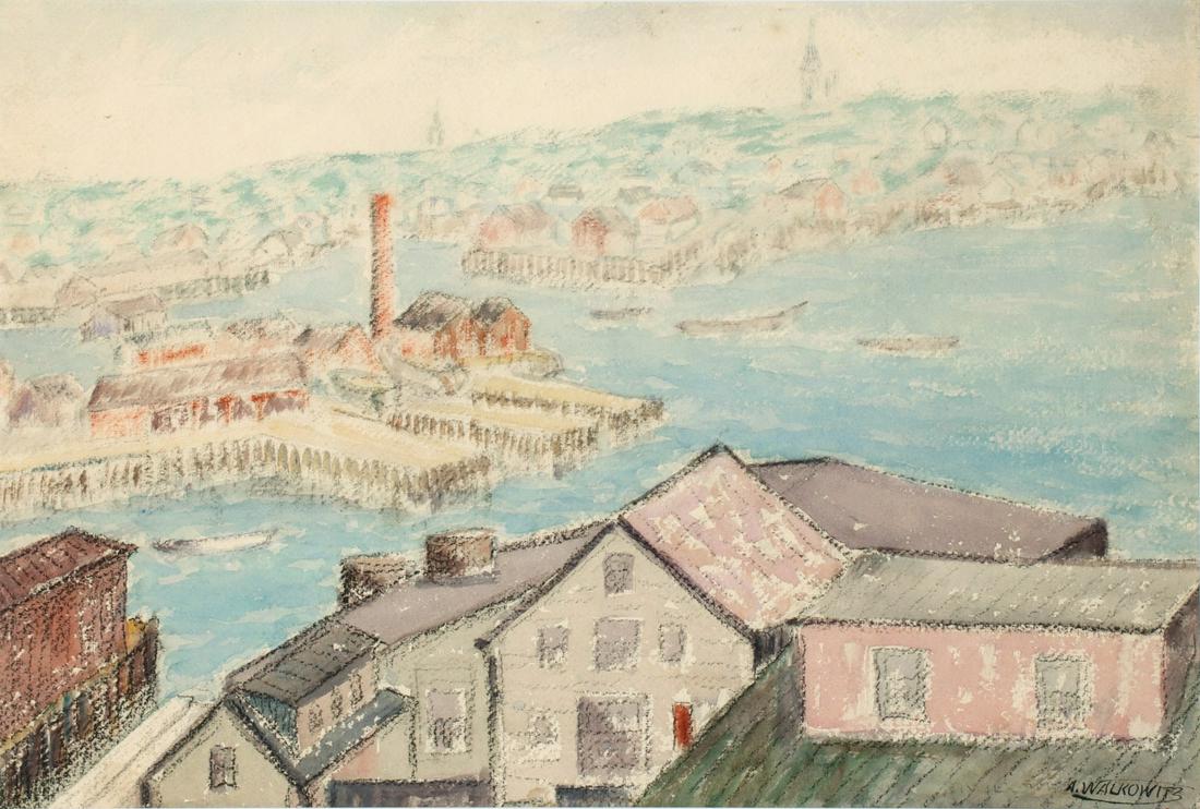 ABRAHAM WALKOWITZ (1878-1965) MIXED MEDIA ON PAPER: Abraham Walkowitz (1878-1965) Early 20th century. Watercolor and charcoal on paper signed lower right. Sight size 14.25 x 21.25, frame measures 23 x 29 inches. We happily provide seamless in-house pac