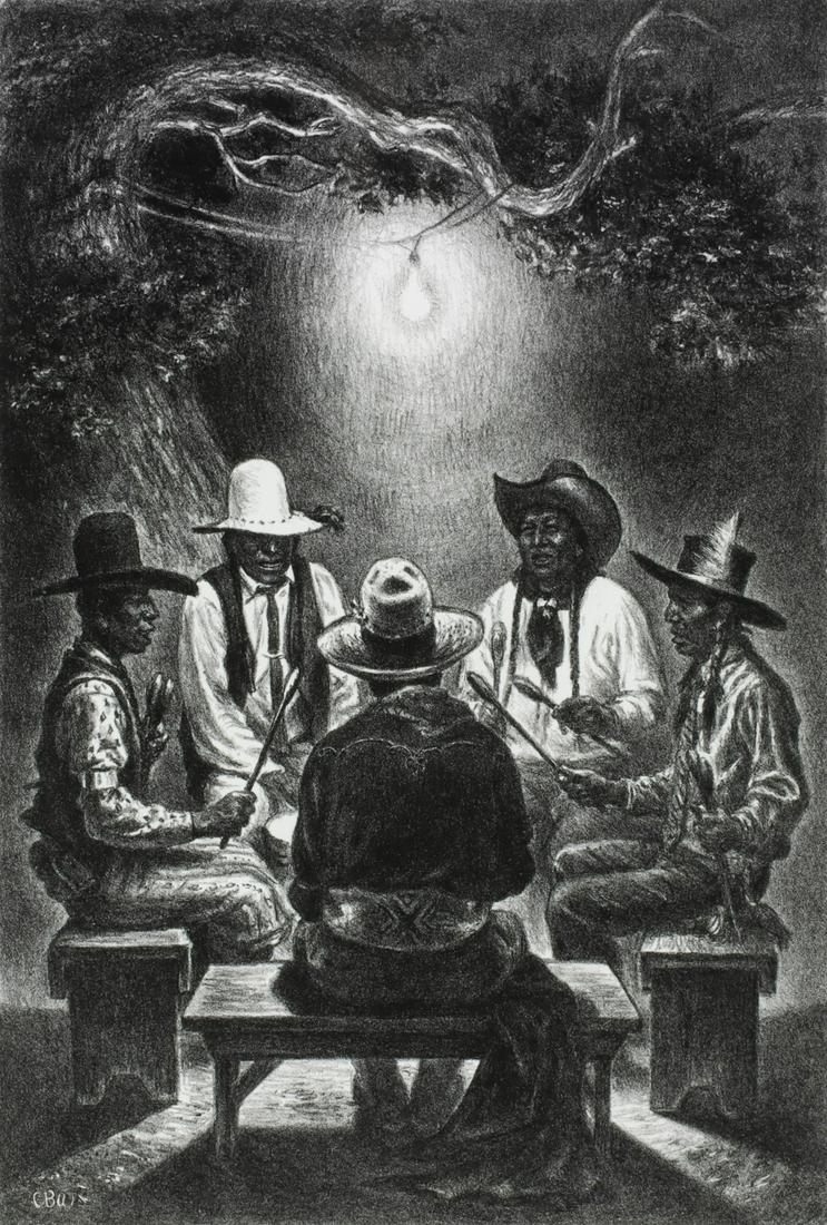 CHARLES BANKS WILSON (1918-2013) PENCIL SIGNED LITHO: Charles Banks Wilson (1918-2013) Oklahoma Melody Signed lower right, titled lower left, edition 100. This work is very nicely framed and matted using archival quality materials. Image size 11 x 7.5, f