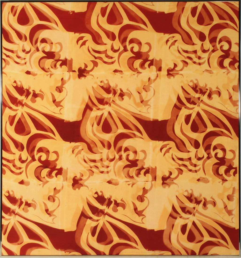 LAURIE MacLAGAN (20TH C.) FIBER ART: Laurie MacLagan Rippled Reflections 1980 A died fabric panel stretched on artist's board, signed verso and noted K.C. Art Institute. Purchase award, Topeka Crafts Exhibition 4, March 15, 1980. Measure