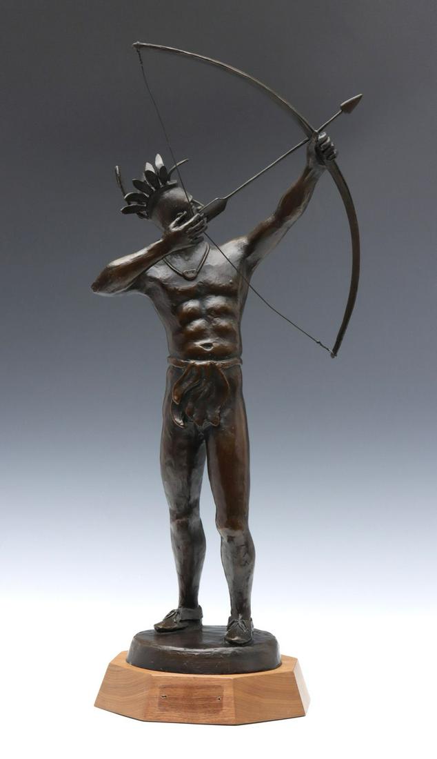 RICHARD BERGEN MAQUETTE OF KANSAS CAPITOL BRONZE STATUE: Richard Bergen (1925 - 2020) Ad Astra 1999 The model of a twenty-two foot bronze sculpture weighing 4420 pounds erected atop the Kansas Statehouse is cast in an edition limited to 40 sculptures, the f