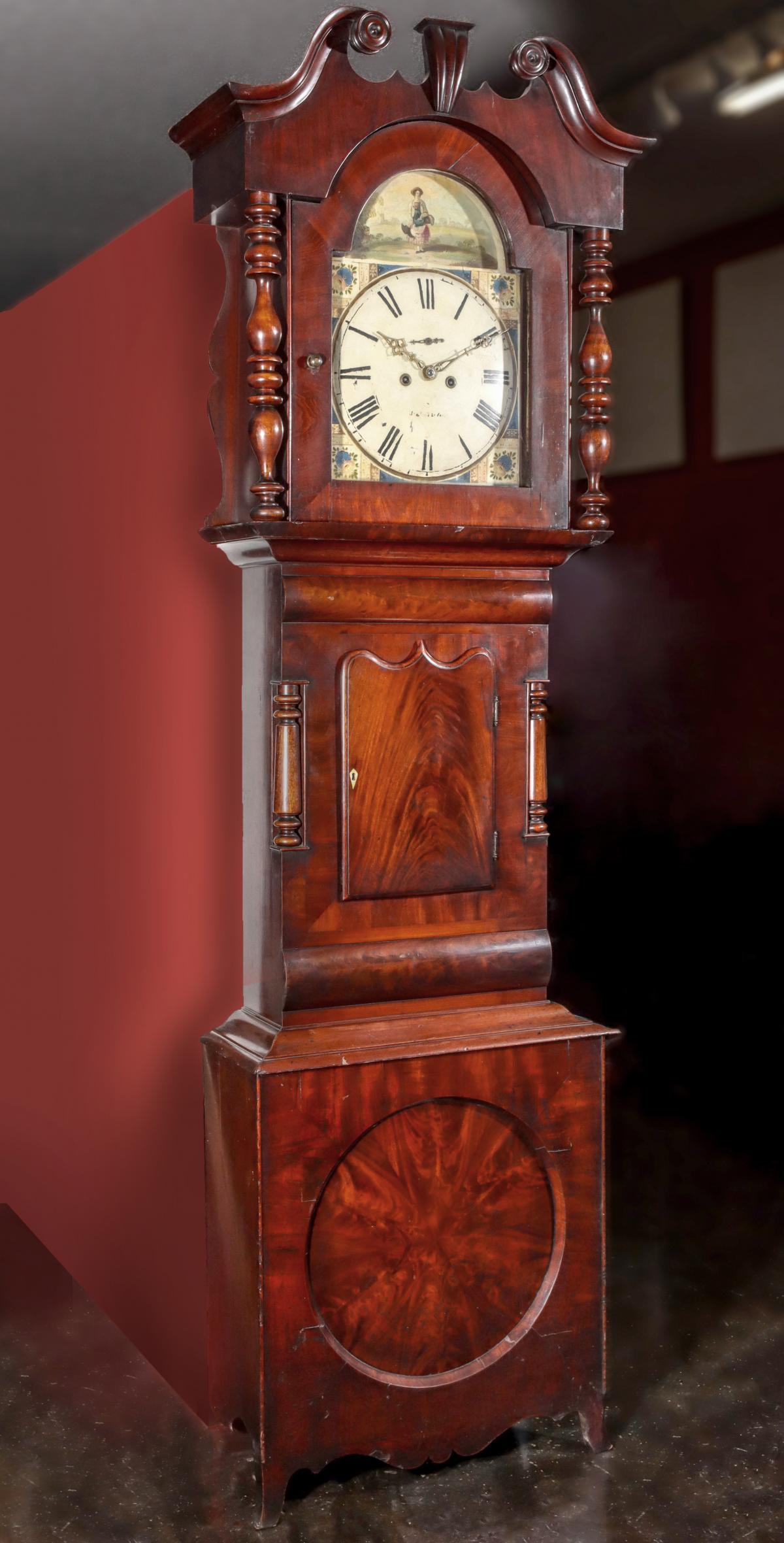 AN EARLY 19TH C. GEORGIAN MAHOGANY YORKSHIRE TALL CLOCK (1 of 10)