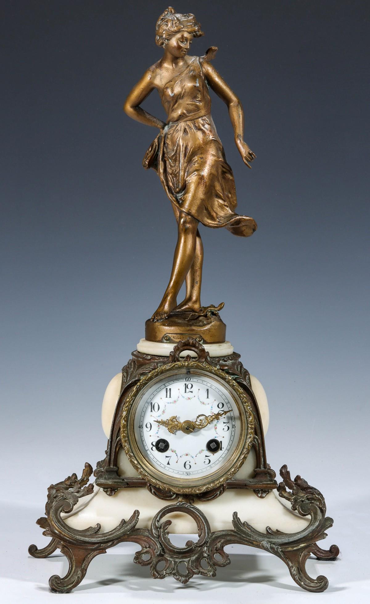 A FRENCH STATUE CLOCK WITH MOVEMENT SIGNED MARTI (1 of 16)