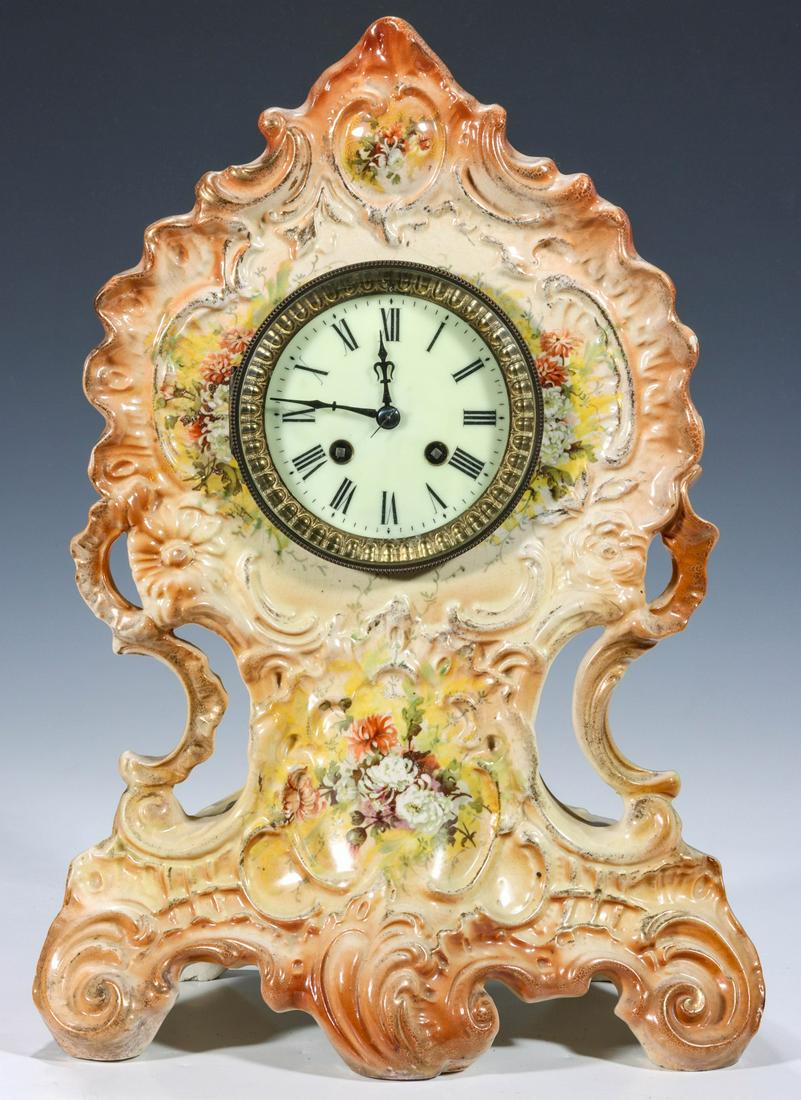 A LARGE ORNATE CHINA CASE CLOCK WITH JAPY FRERES MVMT (1 of 12)