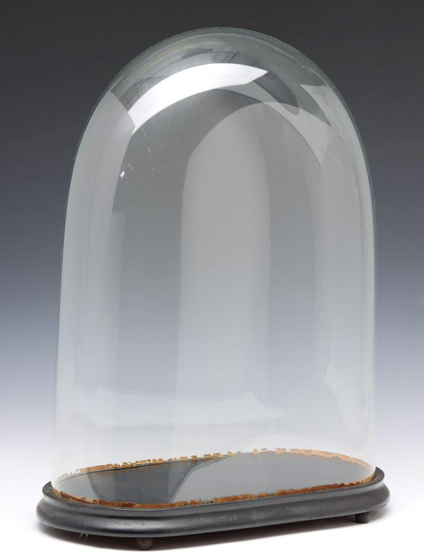 A 19TH CENTURY OVAL BLOWN GLASS CLOCK DOME (1 of 8)